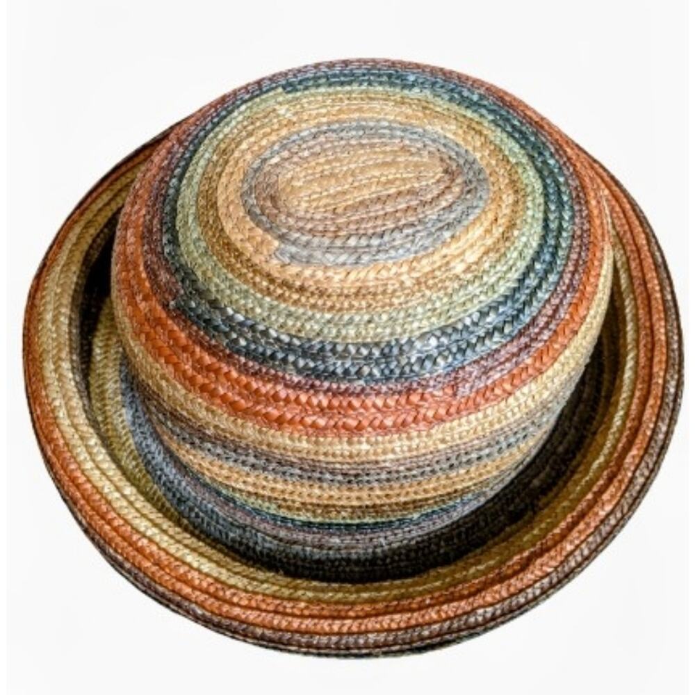 Scala Rolled Brim Rainbow Straw Hat - image 2
